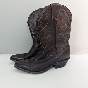 Boulet Men's Cowboy boots brown embroidered 9.5 E